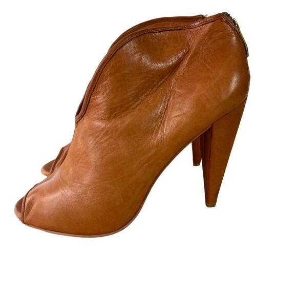 Vince Camuto Booties Womens Ambers Soft Leather Peep Toe Back Zipper Cone Heels - Picture 3 of 12